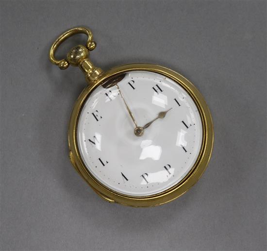 An early 19th century gilt metal pair cased keywind verge pocket watch by Debois & Wheeler.